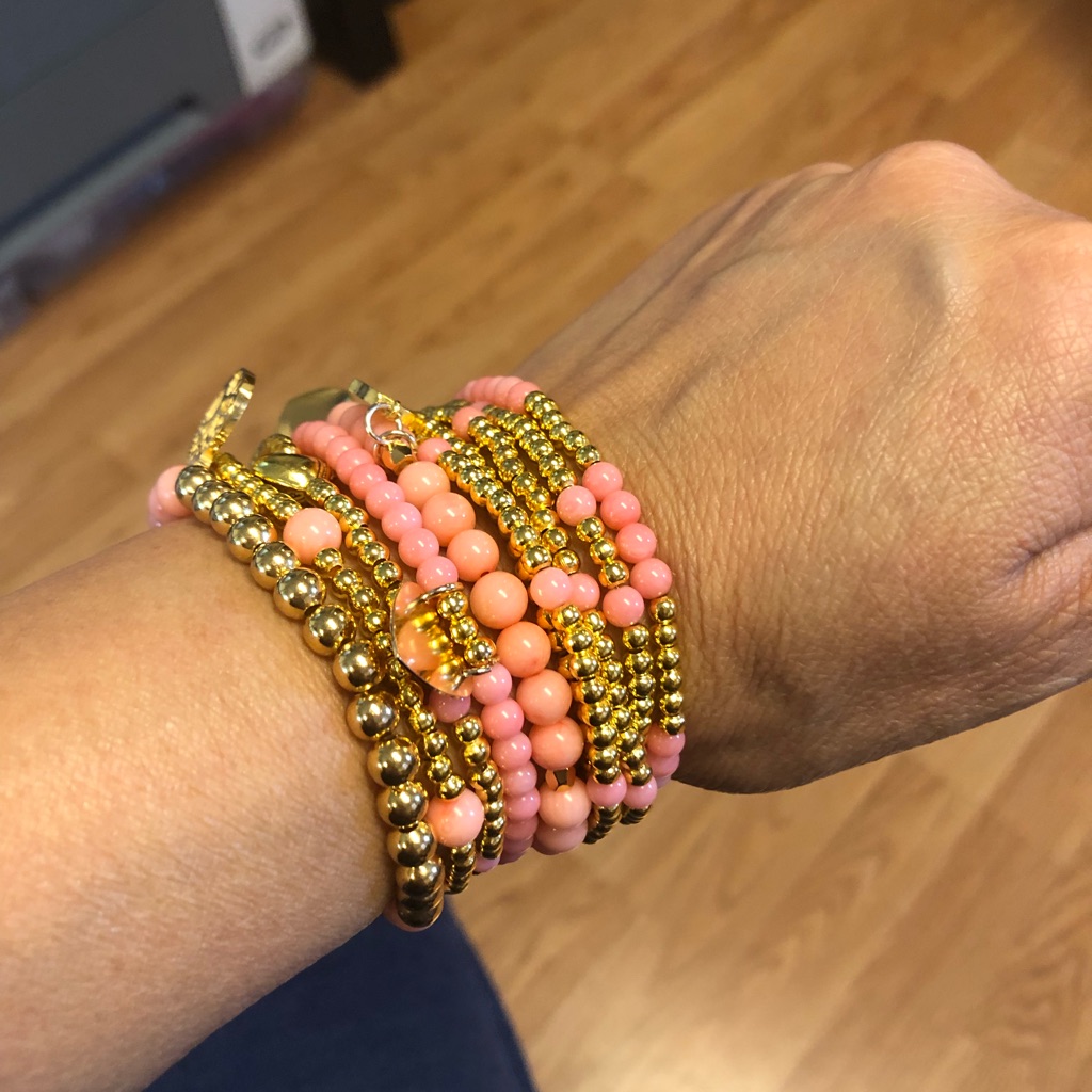 Layers Elastic Coral Gold Plated Bracelet